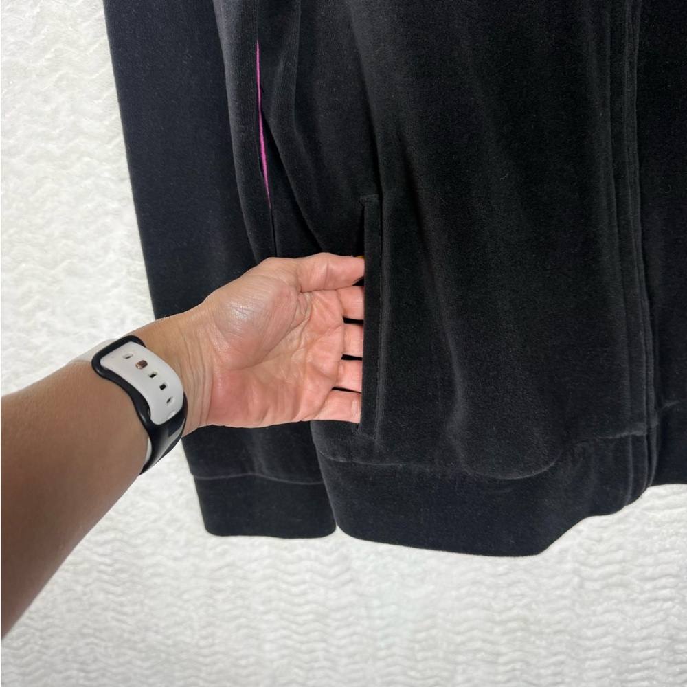 Caribbean Joe Black Velvet Jacket with Floral Collar - Picture 4 of 9